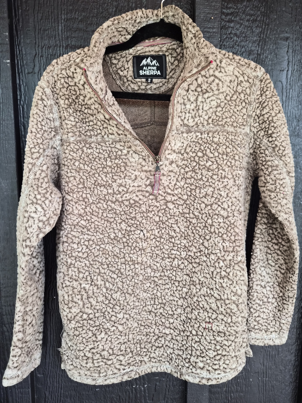 Alpine Sherpa Plush Half-Zip Pullover in Taupe